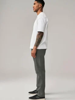 Next Grey Dark Straight Fit Stretch Chinos Trousers^ Nightwear|Pants & Chinos