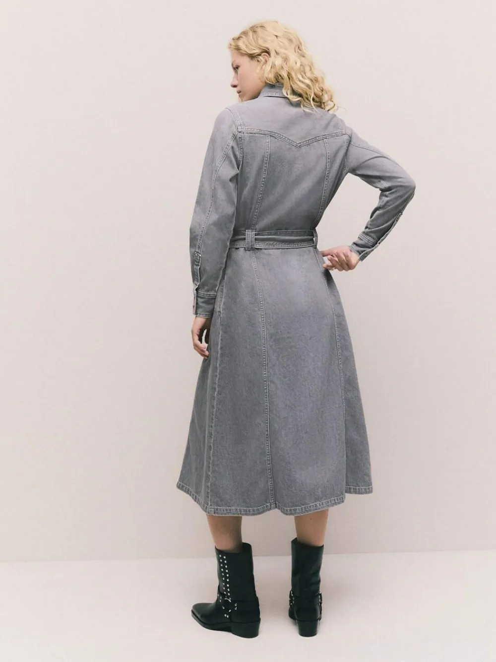 Next Denim Midi Shirt Dress Grey