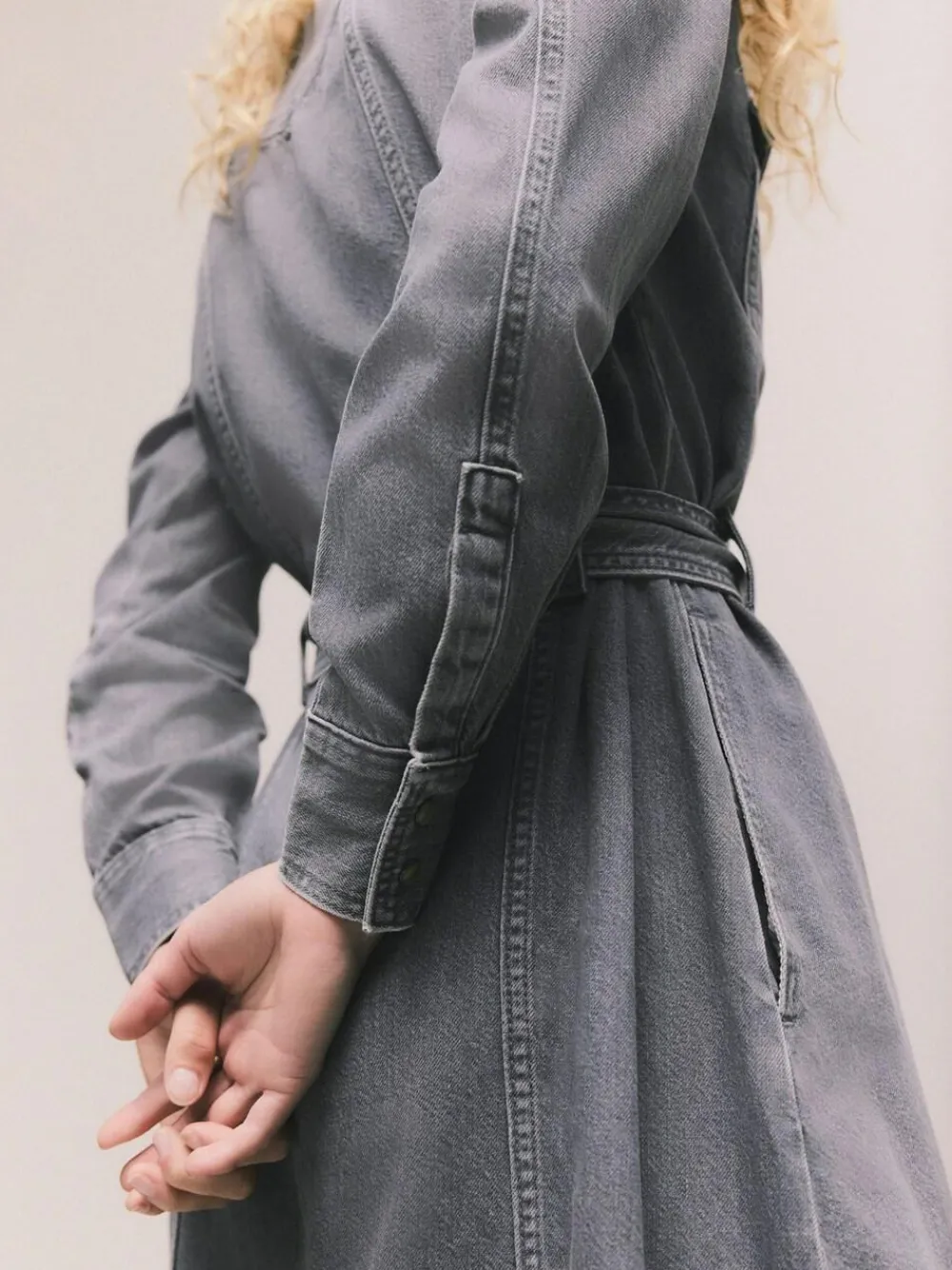 Next Denim Midi Shirt Dress Grey