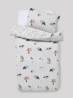 Next Grey Dinosaur Super Soft Reversible Fleece Duvet Cover and Pillowcase Set^ Childrens Bedding