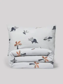 Next Grey Dinosaur Super Soft Reversible Fleece Duvet Cover and Pillowcase Set^ Childrens Bedding