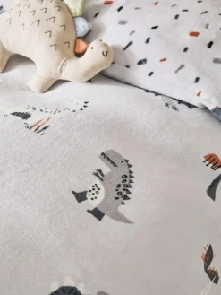 Next Grey Dinosaur Super Soft Reversible Fleece Duvet Cover and Pillowcase Set^ Childrens Bedding