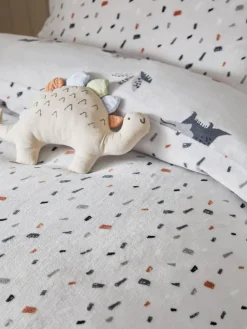 Next Grey Dinosaur Super Soft Reversible Fleece Duvet Cover and Pillowcase Set^ Childrens Bedding