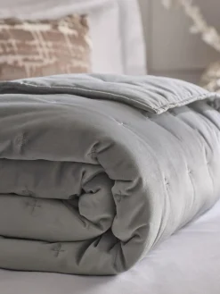 Best Next Elsie Velvet Quilted Bedspread Grey