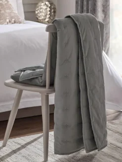 Best Next Elsie Velvet Quilted Bedspread Grey