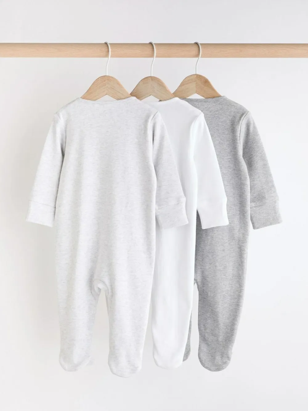 Next Essential Zipped 100% Cotton Baby Sleepsuits 3 Pack (0-3yrs)^BOY Unisex|Nightwear