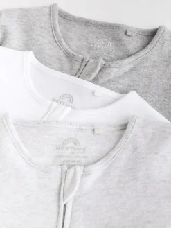 Next Essential Zipped 100% Cotton Baby Sleepsuits 3 Pack (0-3yrs)^BOY Unisex|Nightwear