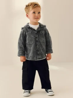 Outlet Next Denim Hooded Overshirt (3mths-7yrs) Grey Face