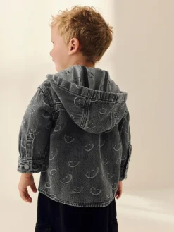 Outlet Next Denim Hooded Overshirt (3mths-7yrs) Grey Face