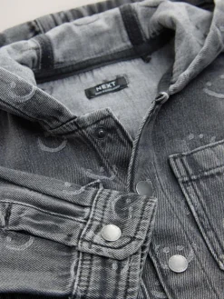 Outlet Next Denim Hooded Overshirt (3mths-7yrs) Grey Face