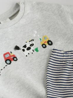 New Next Baby Sweatshirt and Leggings Set (0mths-3yrs) Grey Farm Character