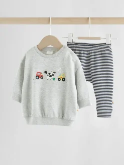 New Next Baby Sweatshirt and Leggings Set (0mths-3yrs) Grey Farm Character