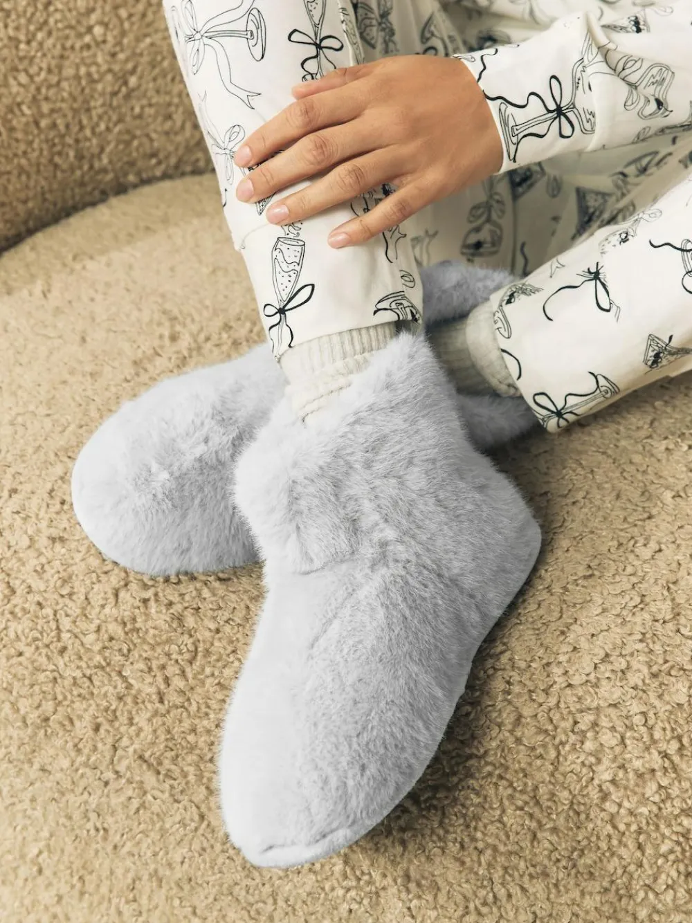 Best Next Faux Fur Boot Slippers Grey
