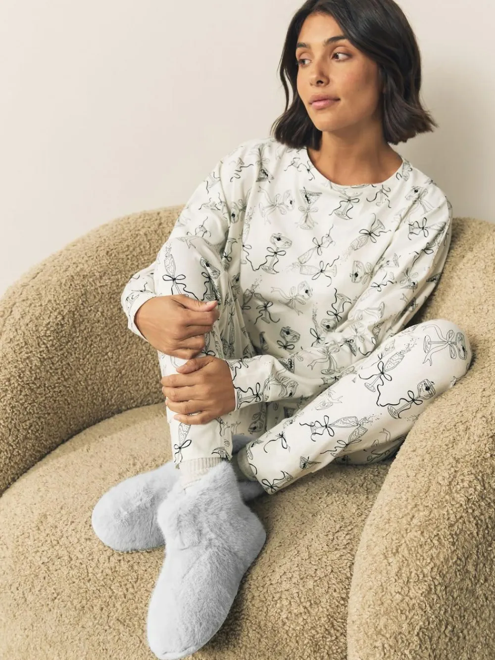 Best Next Faux Fur Boot Slippers Grey