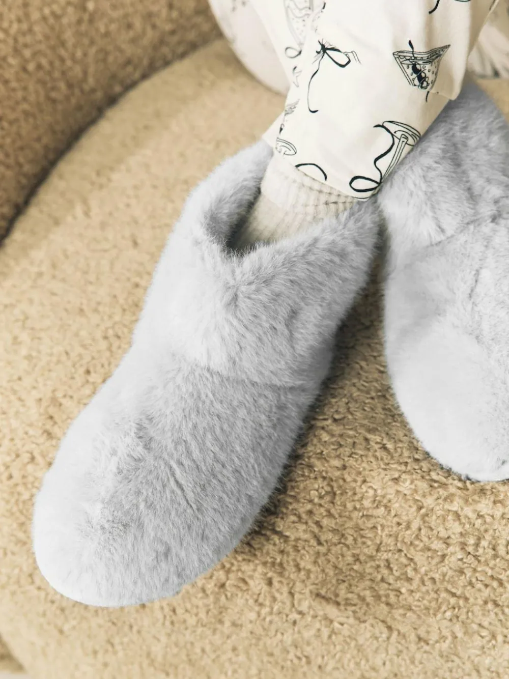 Best Next Faux Fur Boot Slippers Grey