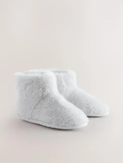 Best Next Faux Fur Boot Slippers Grey