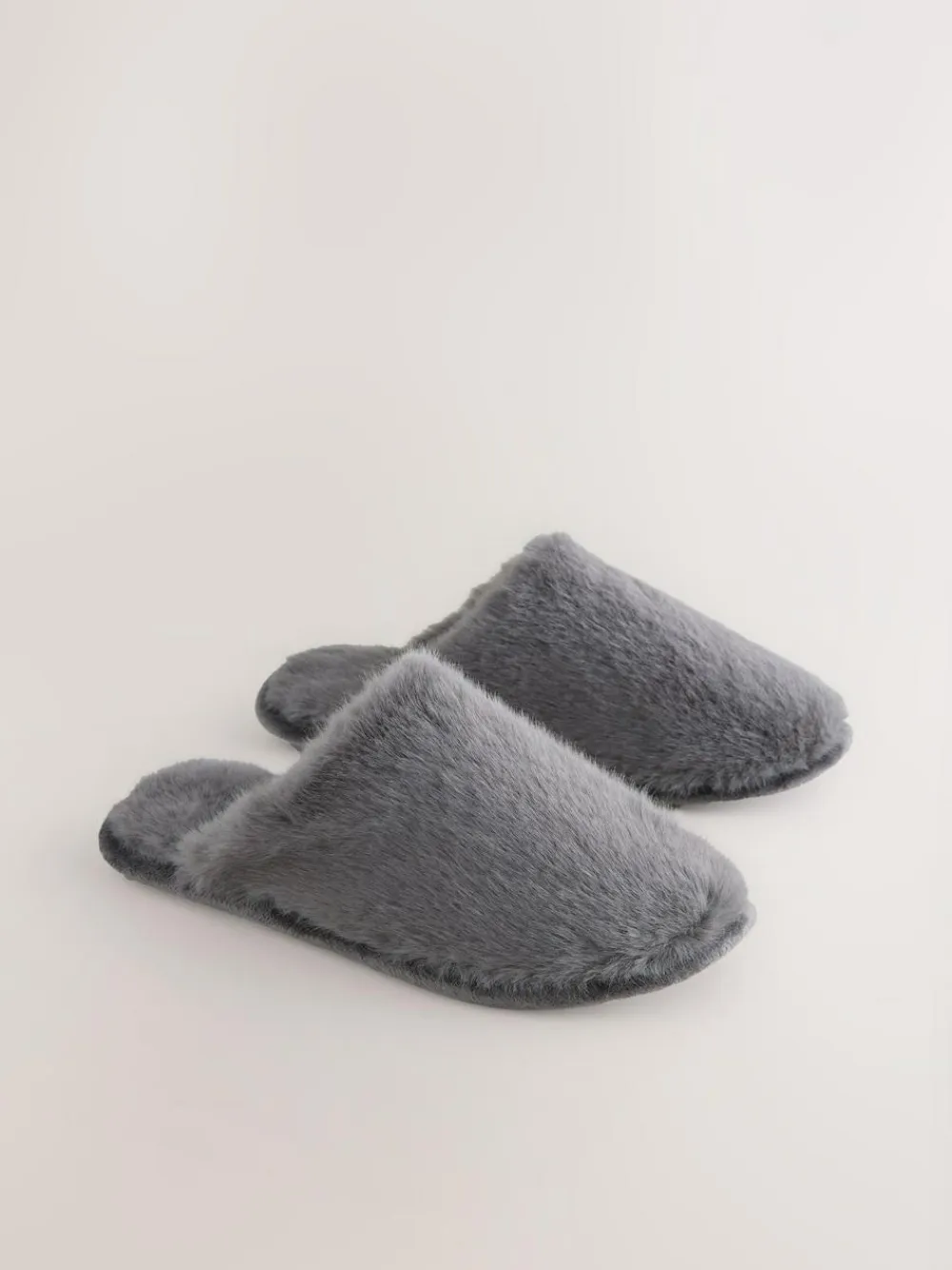 Clearance Next Faux Fur Mule Slippers Grey