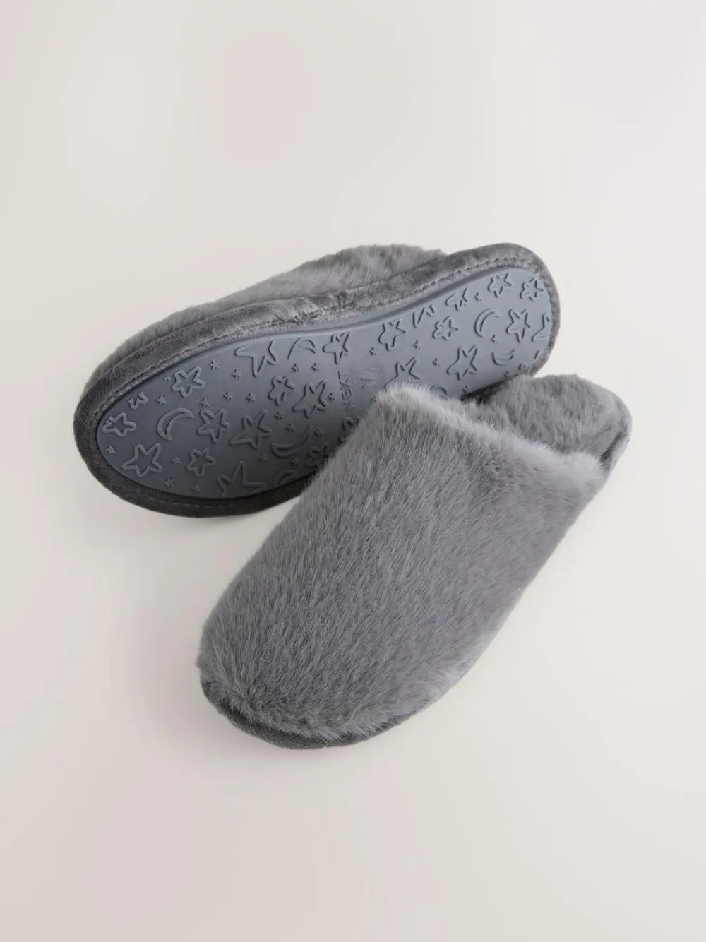 Clearance Next Faux Fur Mule Slippers Grey