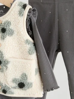 Next Baby Long Sleeve Top and Leggings with Gilet Set 3 Piece (0mths-2yrs)^ Baby Girls|Baby Winter Clothing