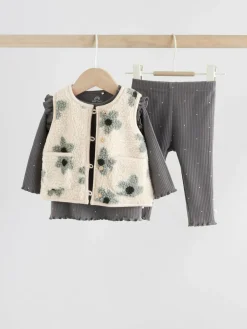 Next Baby Long Sleeve Top and Leggings with Gilet Set 3 Piece (0mths-2yrs)^ Baby Girls|Baby Winter Clothing