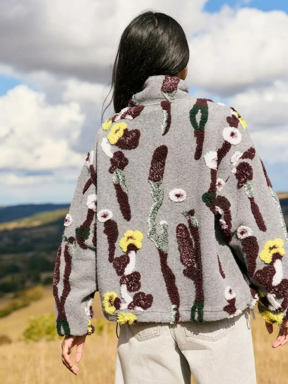 Discount Next Grey Floral Jacquard Floral Jaquarded Borg Half Zip Neck Fleece Sweatshirt