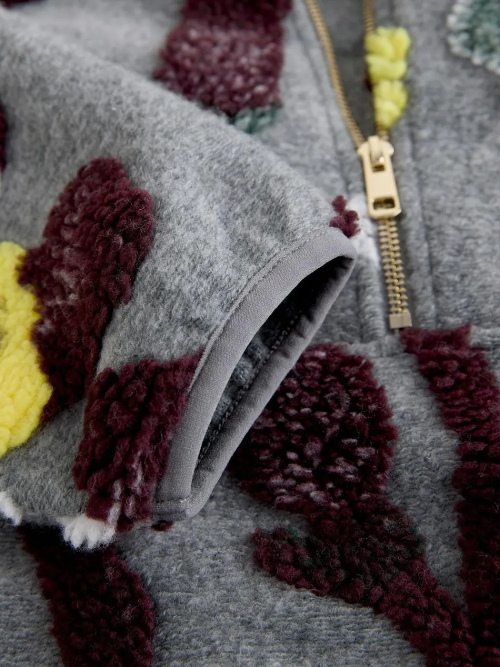 Discount Next Grey Floral Jacquard Floral Jaquarded Borg Half Zip Neck Fleece Sweatshirt