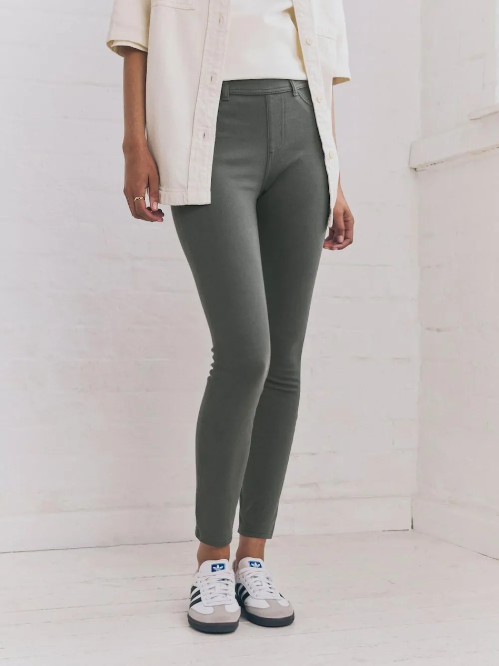 Next Grey Full Length Jersey Denim Leggings^Women Leggings & Sweatpants