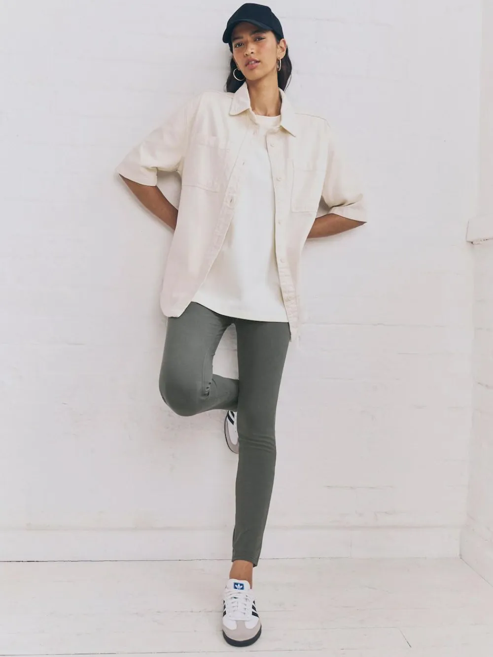 Next Grey Full Length Jersey Denim Leggings^Women Leggings & Sweatpants