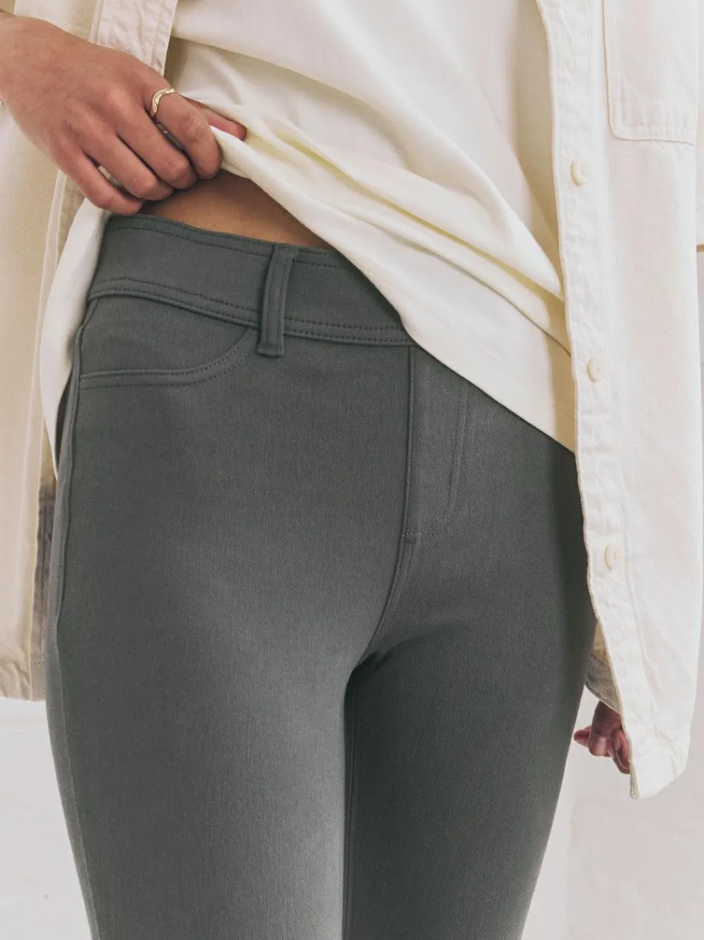 Next Grey Full Length Jersey Denim Leggings^Women Leggings & Sweatpants
