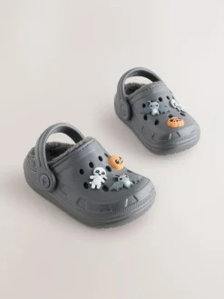 New Next Grey Halloween Warm Lined Slipper Clogs