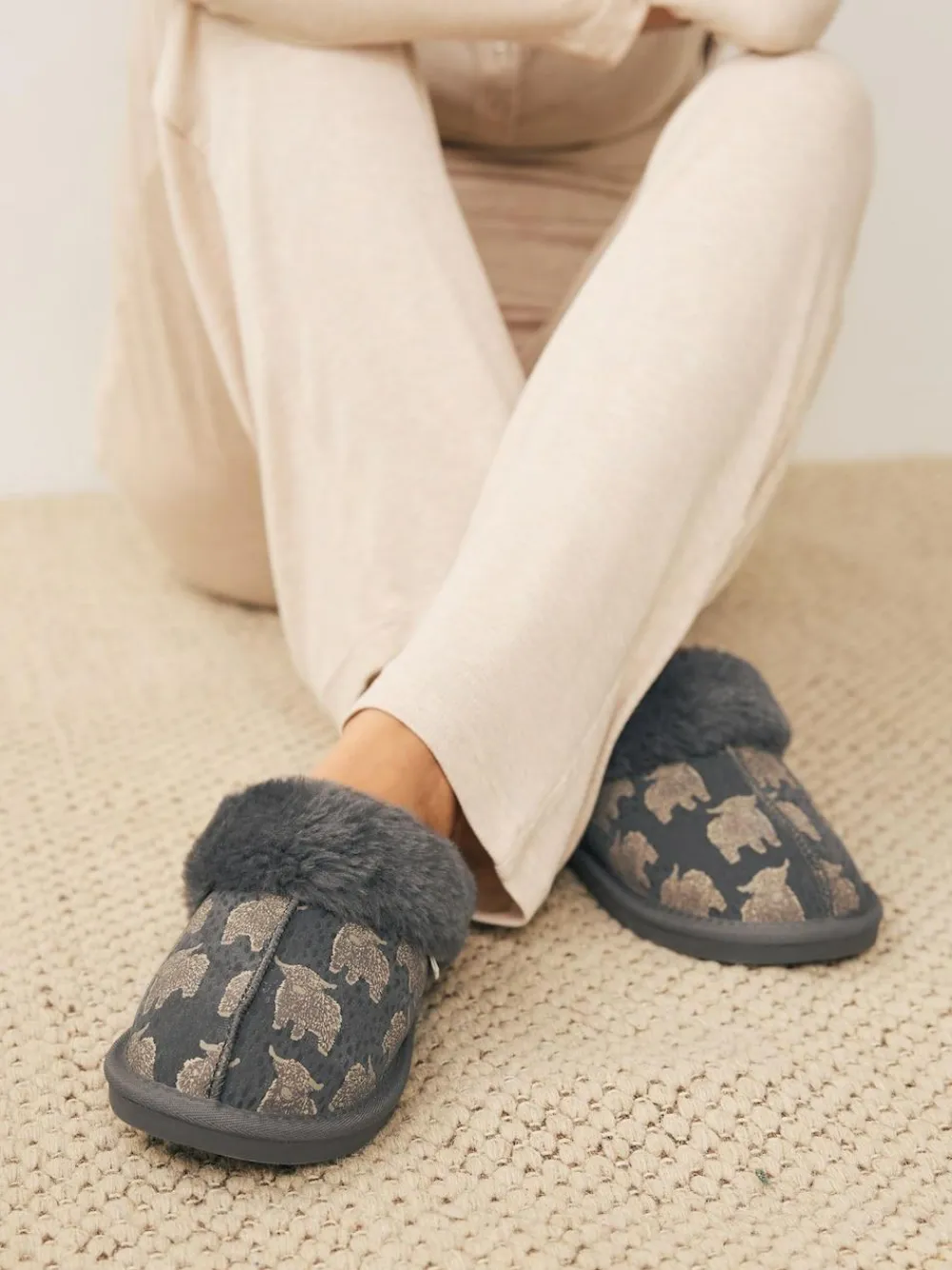 New Next Grey Hamish Suede Mule Slippers