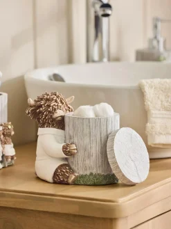 Next Grey Hamish the Highland Cow Spa Storage Jar^ Bathroom Accessories