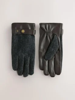 Next Harris Tweed And Leather Gloves^ Hats, Gloves & Scarves|Hats, Scarves & Gloves