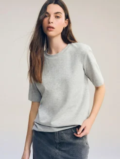 Online Next Grey Heavyweight Short Sleeve Crew Neck T-Shirt