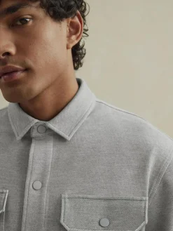 Next Grey Jersey Twill Popper Shacket^ Shirts|Occasionwear