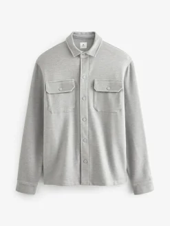 Next Grey Jersey Twill Popper Shacket^ Shirts|Occasionwear