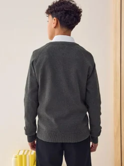 Discount Next Grey Knitted V-Neck School Jumper (3-16yrs)