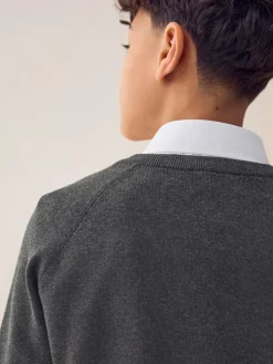 Discount Next Grey Knitted V-Neck School Jumper (3-16yrs)