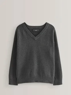 Discount Next Grey Knitted V-Neck School Jumper (3-16yrs)