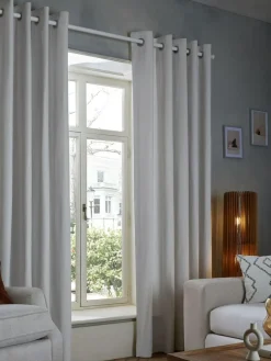 Sale Next Grey Light Cloud Blackout/Thermal Cotton Eyelet Curtains