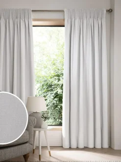 Next Grey Light Cloud Cotton Blackout/Thermal Pencil Pleat Curtains^ Curtains & Blinds