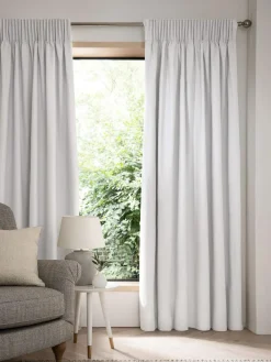 Next Grey Light Cloud Cotton Blackout/Thermal Pencil Pleat Curtains^ Curtains & Blinds