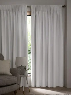 Next Grey Light Cloud Cotton Blackout/Thermal Pencil Pleat Curtains^ Curtains & Blinds