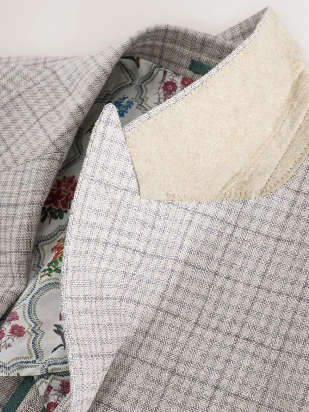 Next Grey Linen Blend Check Tailored Suit Jacket^ Grey Suits