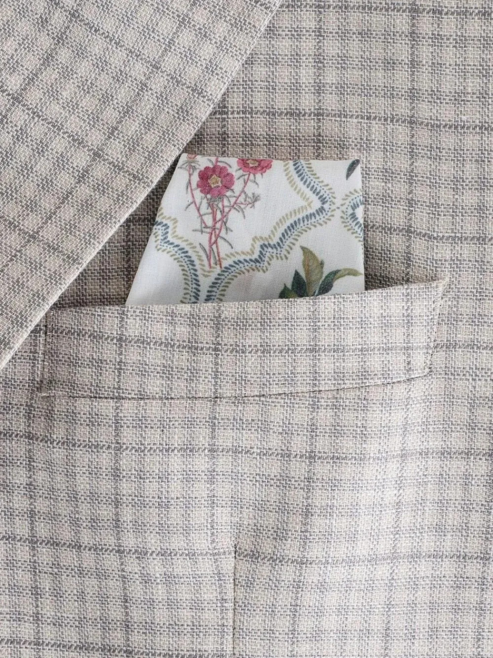 Next Grey Linen Blend Check Tailored Suit Jacket^ Grey Suits