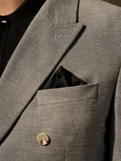 Next Grey Linen Blend Texture Double Breasted Suit Jacket^ Grey Suits