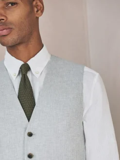 Next Linen Blend Texture Suit Waistcoat^ Vests