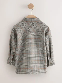Next Grey Long Sleeve Check Zip Through Shirt (3mths-7yrs)^BOY Suits & Vest