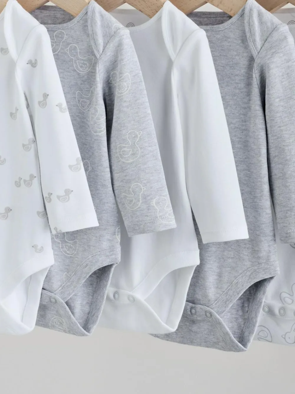 Next Grey Long Sleeved Baby Bodysuits 5 Pack^BOY Unisex|Bodysuits & Vests