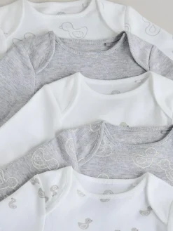 Next Grey Long Sleeved Baby Bodysuits 5 Pack^BOY Unisex|Bodysuits & Vests
